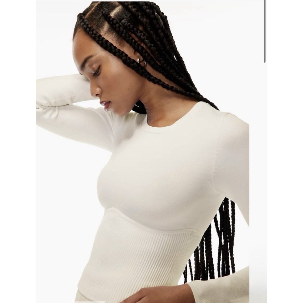 Aritzia Babaton Women's Sculpt Knit Empire Long Sleeve Top White Size Small S